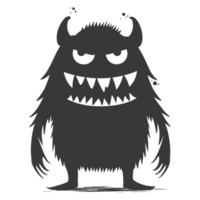 AI generated Silhouette cute monster black color only full body png