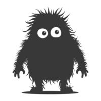 AI generated Silhouette cute monster black color only full body png