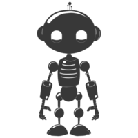 ai généré silhouette mignonne robot noir Couleur seulement plein corps png