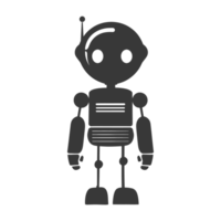 AI generated Silhouette cute robot black color only full body png