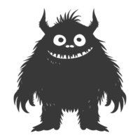 AI generated Silhouette cute monster black color only full body png