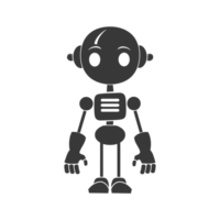 AI generated Silhouette cute robot black color only full body png