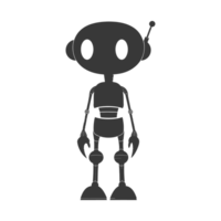 AI generated Silhouette cute robot black color only full body png