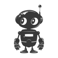 AI generated Silhouette cute robot black color only full body png