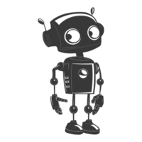 ai generado silueta linda robot negro color solamente lleno cuerpo png