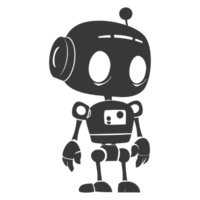 ai généré silhouette mignonne robot noir Couleur seulement plein corps png