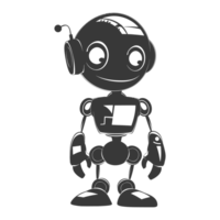 ai generado silueta linda robot negro color solamente lleno cuerpo png