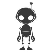 ai généré silhouette mignonne robot noir Couleur seulement plein corps png