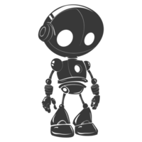 ai gegenereerd silhouet schattig robot zwart kleur enkel en alleen vol lichaam png
