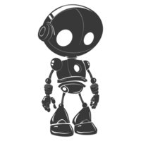 AI generated Silhouette cute robot black color only full body png