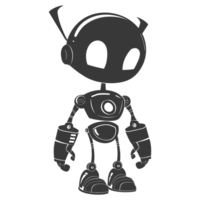 AI generated Silhouette cute robot black color only full body png