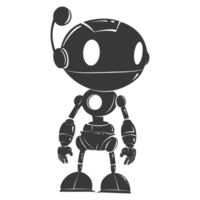 AI generated Silhouette cute robot black color only full body png