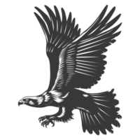 AI generated Silhouette eagle animal fly black color only full body png