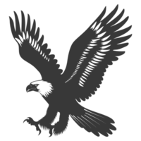 AI generated Silhouette eagle animal black color only full body png