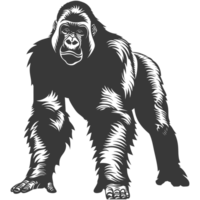 ai gegenereerd silhouet gorilla dier zwart kleur enkel en alleen vol lichaam png