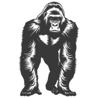 ai genererad silhuett gorilla djur- svart Färg endast full kropp png