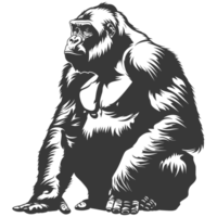 ai generato silhouette gorilla animale nero colore solo pieno corpo png
