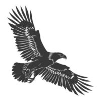 AI generated Silhouette eagle animal fly black color only full body png