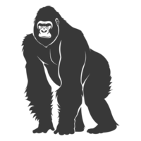 AI generated Silhouette gorilla animal black color only full body png