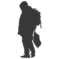 AI generated Silhouette homeless black color only full body png