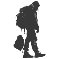 AI generated Silhouette homeless black color only full body png