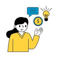 Girl gets an idea to earn money vector