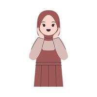 niña con hijab estaba expresando admiración y sorpresa vector