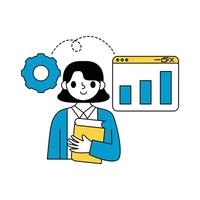 Girl shows business statistics results vector