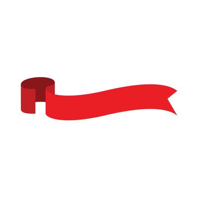 Red ribbon banner. Sticker and decoration for app and web. Label, badge and borders collection.
