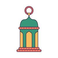 islámico linterna decorativo Encendiendo plano diseño vector