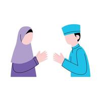 Muslim men and women shaking hands vector