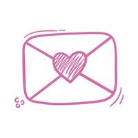 Doodle pink love symbol. heart from the lines vector