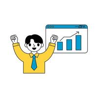 Man presenting increasing business results vector