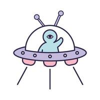 Spaceship ufo. space astronomy cartoon style vector