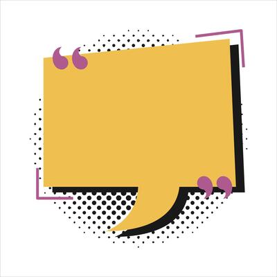 Blank quote frame speech bubble with halftone
