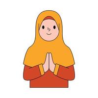 Muslim woman is posing in greeting vector