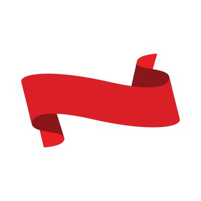 Red ribbon banner. Sticker and decoration for app and web. Label, badge and borders collection.