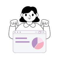 Girl who is showing diagram results vector