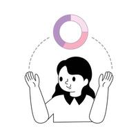 Girl with pie chart diagram vector