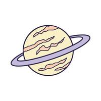 planeta Saturno en plano diseño. espacio dibujos animados estilo vector