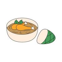 Chicken sauce and ketupat rice vector