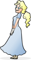 cartoon pretty woman in dress png