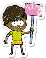 distressed sticker of a cartoon woman png