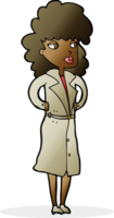 cartoon woman in trench coat png