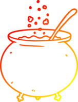 warm gradient line drawing cartoon witch cauldron png