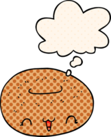 cute cartoon donut and thought bubble in comic book style png
