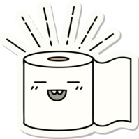 sticker of tattoo style toilet paper character png