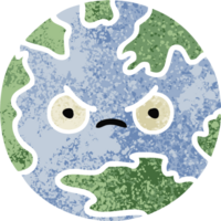 retro illustration style cartoon planet earth png