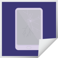 broken electronic tablet png square sticker