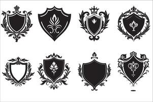 Heraldic shield, Vintage shield silhouette vector